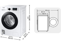 Lavadora carga frontal - Samsung WW80TA026AEEC, 8 kg, 1200 rpm, 14 Programas, Blanco