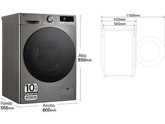 LG - lavadora F4WR7009AGS 9kg 1400rpm Inox a